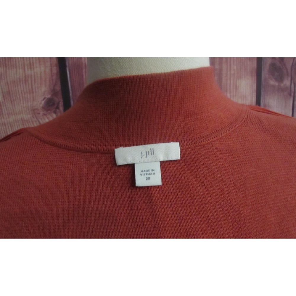 J.Jill Women's Double Knit Notched Collar Sweater Jacket Cinnabar 2X Fall Autumn - Picture 6 of 7